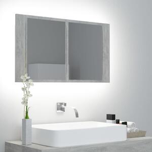 VidaXL LED kupaonski ormarić s ogledalom siva boja betona 80x12x45 cm