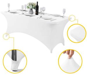 Prekrivač za catering stol 180cm elastični bijeli