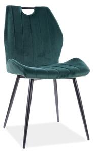 Stolica ARCO zelene boje (tkanina Bluvel 78) - moderna, tapecirana, za dnevni boravak/blagovaonicu, s ručkom, baršunasta