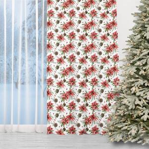 Prekrasna božićna zavjesa s motivom božićne ruže 150 x 240 cm