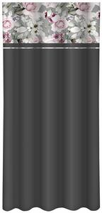 Jednostavna tamno siva zavjesa s printom ružičastih božura Širina: 160 cm | Duljina: 250 cm