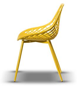 Stolica CHICO Žuta - moderna, s otvorima, za kuhinju / vrt / kafić