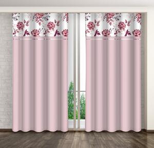 Ružičasta ukrasna zavjesa s printom ružičastog cvijeća Širina: 160 cm | Duljina: 250 cm