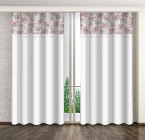 Bijela ukrasna zavjesa s printom ružičastih božura Širina: 160 cm | Duljina: 250 cm