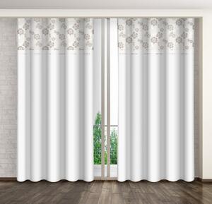 Bijela ukrasna zavjesa s printom bež cvijeća Širina: 160 cm | Duljina: 250 cm