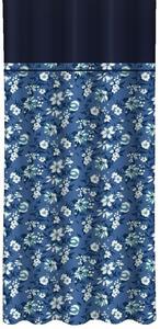 Plavi zastor s bijelim i plavim cvjetovima i tamnoplavim rubom Širina: 160 cm | Duljina: 250 cm