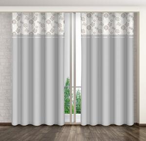 Svijetlo siva ukrasna zavjesa s printom bež cvijeća Širina: 160 cm | Duljina: 250 cm