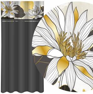 Klasična tamno siva zavjesa s printom lotosovih cvjetova Širina: 160 cm | Duljina: 250 cm