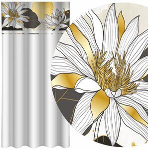 Klasična bijela zavjesa s printom lotosovih cvjetova Širina: 160 cm | Duljina: 250 cm