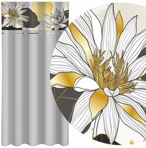 Klasična svijetlo siva zavjesa s printom lotosovog cvijeća Širina: 160 cm | Duljina: 250 cm