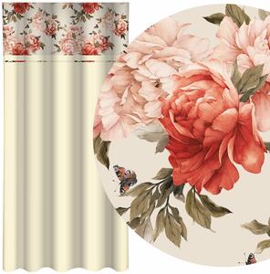 Elegantna bež zavjesa s printom raznobojnog cvijeća Širina: 160 cm | Duljina: 250 cm