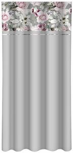 Jednostavna svijetlo siva zavjesa s printom ružičastih božura Širina: 160 cm | Duljina: 250 cm