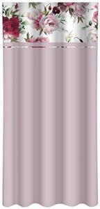 Jednostavna svijetloljubičasta zavjesa s printom ružičastih i bordo božura Širina: 160 cm | Duljina: 250 cm