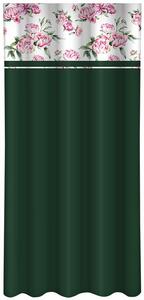 Elegantna tamnozelena zavjesa s printom božura Širina: 160 cm | Duljina: 250 cm