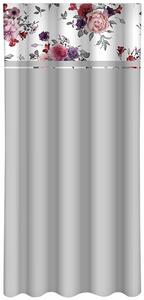 Jednostavna siva zavjesa s printom božura Širina: 160 cm | Duljina: 250 cm