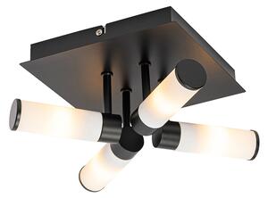 Moderna kupaonska stropna svjetiljka crna 4 svjetla IP44 - Kupatilo