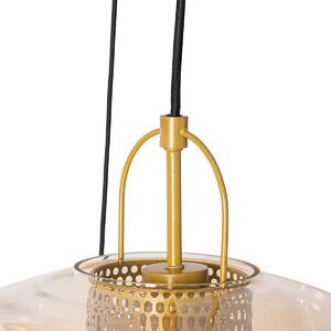 Viseća lampa zlatno jantarno staklo okrugla 3 svjetla - Kevin