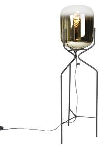 Dizajnerska podna svjetiljka crna sa zlatnim staklom - Bliss