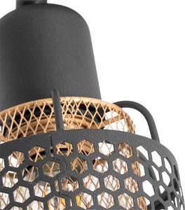 Dizajnerska stropna lampa crna sa zlatom - Noud