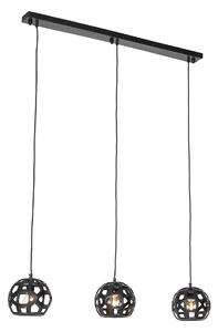 Industrijska viseća svjetiljka crna izdužena 3 svjetla - Bobby