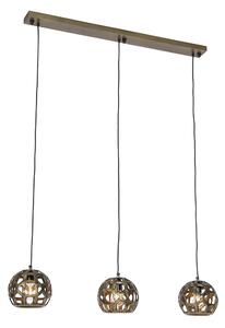 Industrijska viseća lampa starinsko zlato izdužena 3 svjetla - Bobby