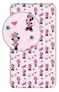 Ružičasta pamučna dječja plahta s gumom 90x200 cm Minnie "Flowers" – Jerry Fabrics