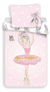 Ružičasta pamučna dječja posteljina za krevet za jednu osobu 140x200 cm Ballerina – Jerry Fabrics