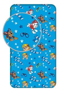 Plava pamučna dječja plahta s gumom za krevet za jednu osobu 90x200 cm Paw Patrol – Jerry Fabrics