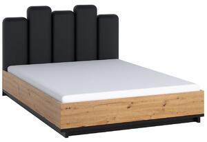 Bračni krevet 160 cm Mirjan Minit MS05 (hrast artistan + mat crna) (s podnicom)