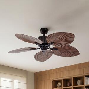 Lucande Silvaris stropni ventilator, Ø 132 cm, efekt drva, DC, tih, Drvo, Dnevni boravak/blagovaonica, Plastika