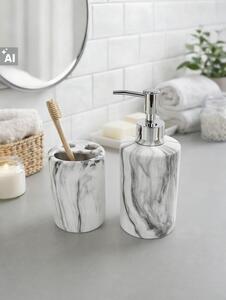Sinsay - Kupaonski set s mramornim uzorkom: dozator za sapun i držač za četkice za zube 2 pack