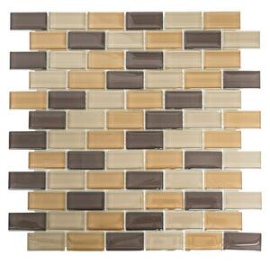 Mozaik pločica Brick Crystal Mix XCM B855 (32,2 x 31 cm, Smeđe boje, Sjaj)