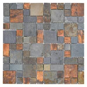 Mozaik pločica Mix XSK 595 (30 x 30 cm, Kamen-bakar, Mat)