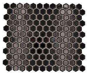 Mozaik pločica Hexagon Uni HX 060 (26 x 30 cm, Crne boje, Sjaj)