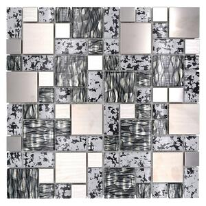 Mozaik pločica Crystal Mix XCM MC629 (30 x 30 cm, Crno-sive boje, Sjaj)