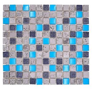 Mozaik pločica Quadrat Crystal Mix XCM CB 65 (32,7 x 30,2 cm, Plave boje, Sjaj)