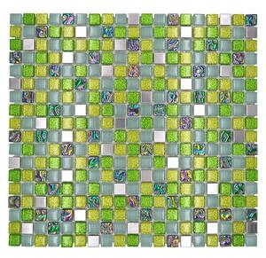 Mozaik pločica Quadrat Crystal Mix XCE 99 (30,5 x 32,2 cm, Zelene boje, Sjaj)