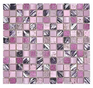 Mozaik pločica Quadrat Crystal Mix XCM CB 35 (32,7 x 30,2 cm, Pink, Sjaj)