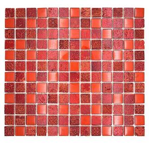 Mozaik pločica Quadrat Crystal Mix XCM CB 92 (32,7 x 30,2 cm, Crvene boje, Sjaj)
