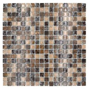 Mozaik pločica Quadrat Crystal Mix XIC 1055 (30,5 x 30,5 cm, Tamnosmeđe boje, Sjaj)