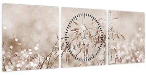 Slika - Livada u smeđim tonovima (sa satom) (90x30 cm)