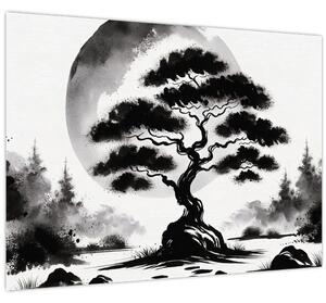 Slika – Crno-bijeli bonsai (70x50 cm)