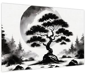 Slika – Crno-bijeli bonsai (90x60 cm)