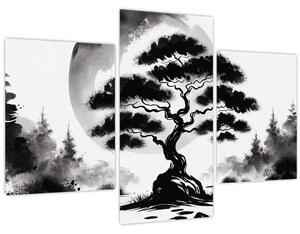 Slika – Crno-bijeli bonsai (90x60 cm)