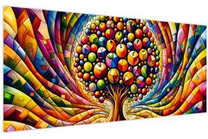 Slika – Šareno drvo s jabukama (120x50 cm)