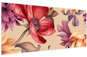 Slika - Vintage cvijeće (120x50 cm)