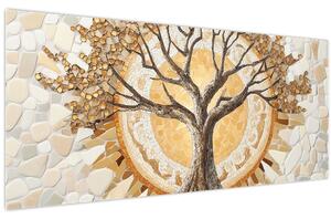 Slika – Zlatno drvo života u mozaiku (120x50 cm)
