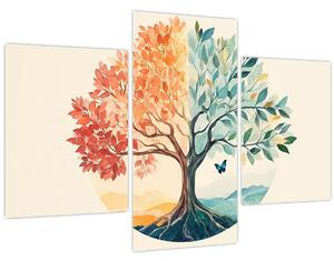 Slika – Dvostruko drvo s leptirima (90x60 cm)