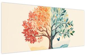 Slika – Dvostruko drvo s leptirima (120x50 cm)