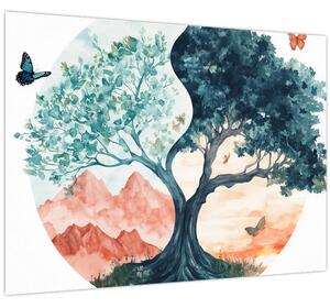 Slika – Akvarelno drvo puno života (70x50 cm)